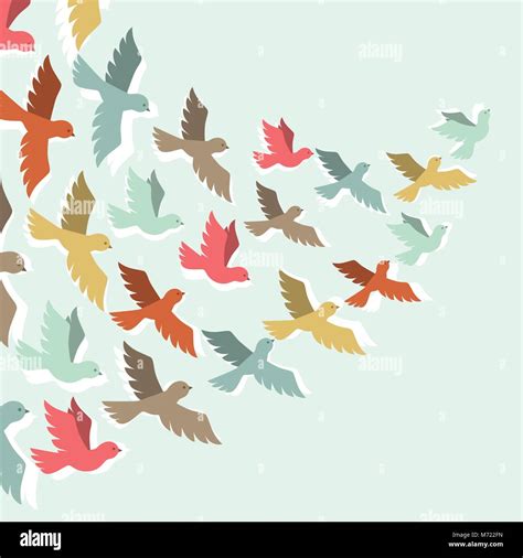 Sky background with stylized color flying birds Stock Vector Image ...