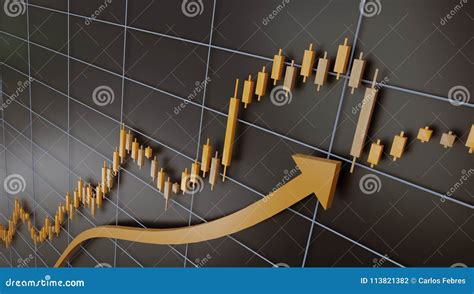 Trading Chart And Candlestick Of Gold 3d Illustration Stock