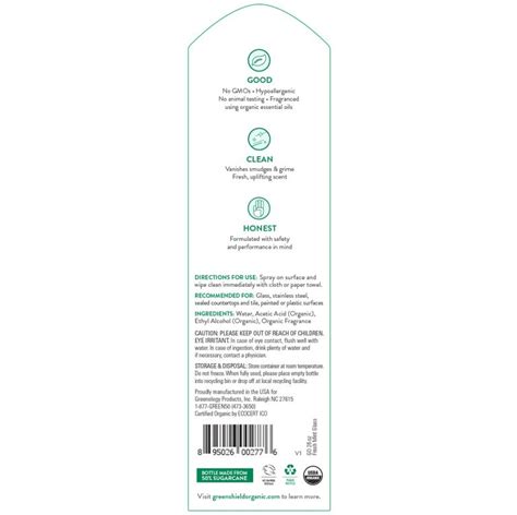 Organic Glass Cleaner In Fresh Mint Greenshield Organic