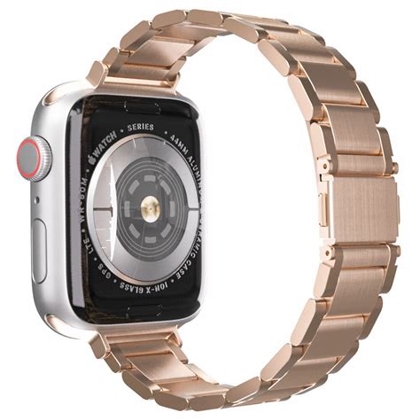 Apple Watch Luxe Slim Metalen Band Ros Goud Smartwatchbanden Nl