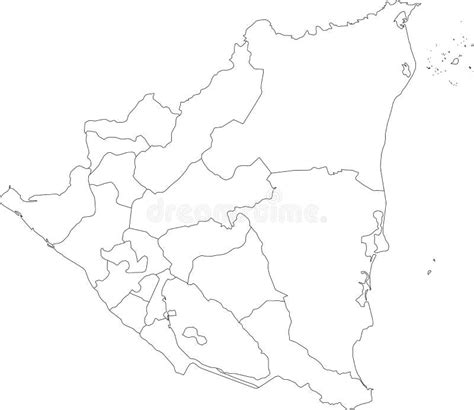 Nicaragua Map Black And White Detailed Outline Regions Of The Country