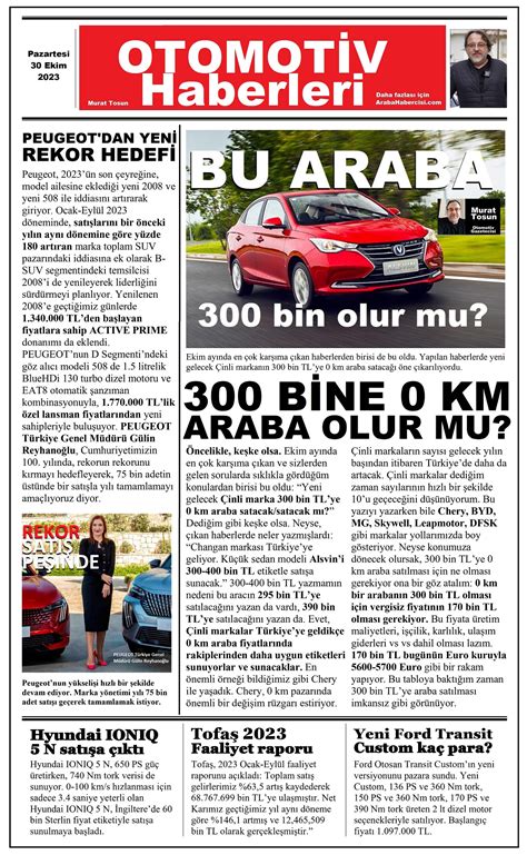 Otomotiv Gazete Sayfaları 30 Ekim 2023 Otomobil Gazete 30 Ekim 2023