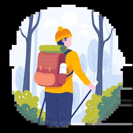 Best Young man hiking a mountain Illustration download in PNG & Vector ...