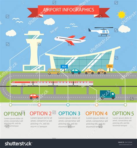 Airport Terminal Infographic Design Elements Different Stock