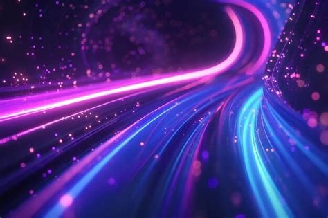 Blue Purple Light Line Through Dark Background Hyper Speed Warp In