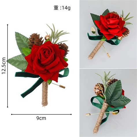 Christmas Wedding Couple Boutonniere Pine Cone Flower Boutonniere For