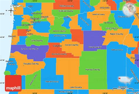 Political Map Of Oregon Map Vector