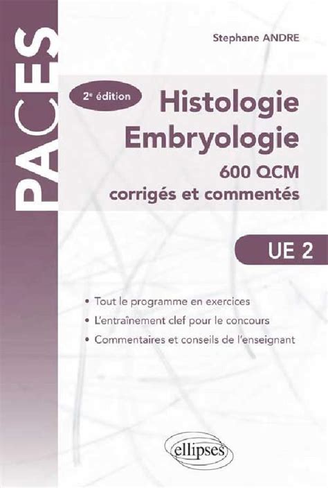 Histologie Et Embryologie Qcm Corrig S Et Comment S Ue S Andre