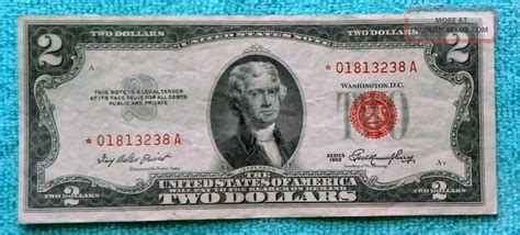 1953 2 Star Red Seal Note Two Dollar Bill Rs20