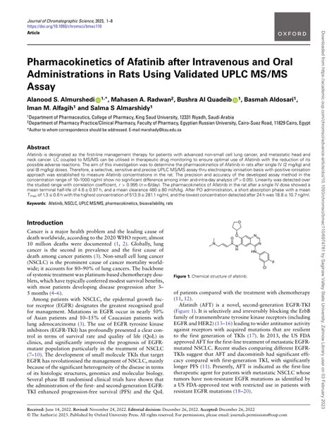 Pdf Pharmacokinetics Of Afatinib After Intravenous And Oral