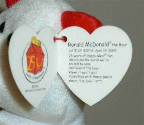 Ty Beanie Baby Ronald Mcdonald The Bear Convention Exclusive 2004