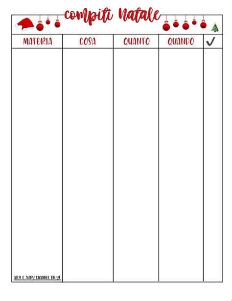 Planner Compiti Vacanze Di Natale Organizzazione Scuola