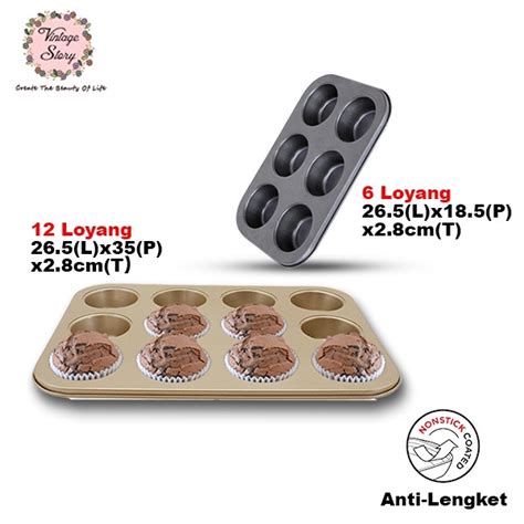 Jual Loyang Muffin Premium Tray Cupcake Anti Lengket High Carbon Steel