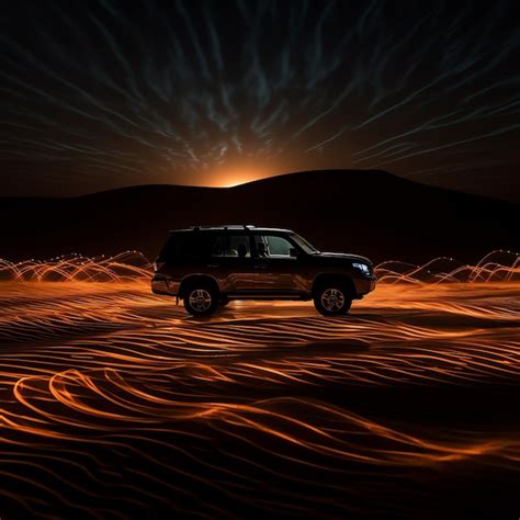 Premium Ai Image A Car Driving Through A Desert