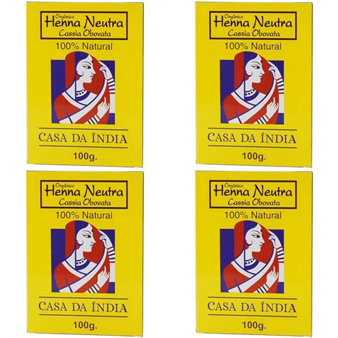 Kit 4 Henna Po Neutra Cassia Obovata Casa Da India Submarino