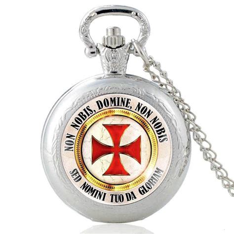 Templar Pocket Watch Non Nobis Domine Templar Cross