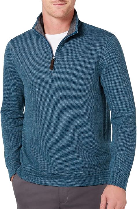 Tasso Elba Mens Sweater Blue US Size Large L Knit Quarter Zip Pullover