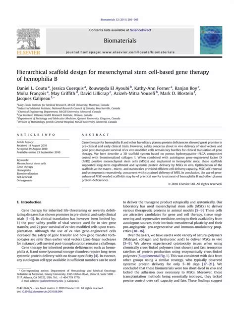 PDF Hierarchical Scaffold Design For Mesenchymal Stem Cell Based Gene