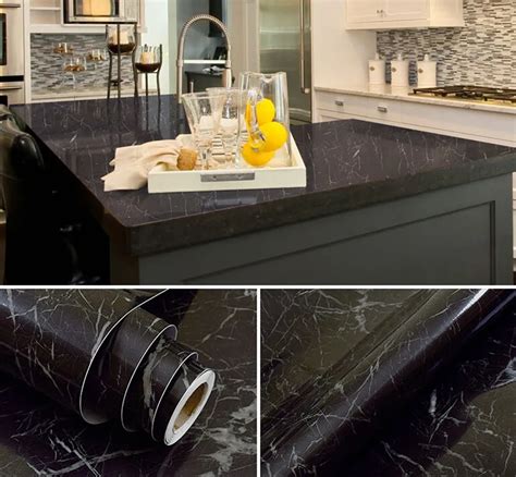 Black Marble Waterproof Vinyl Self Adhesive Wallpaper Sticker Modern