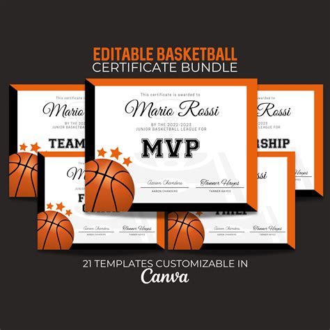 Editable Softball Award Certificate Bundle Editable Canva Template Team