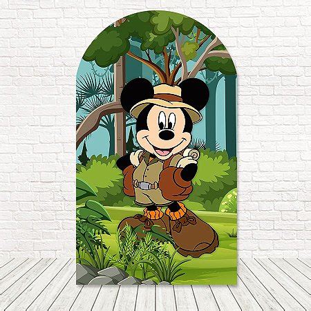 Painel Romano Tecido Sublimado 3D Mickey Safari 1 20x2 10 WRGG 070