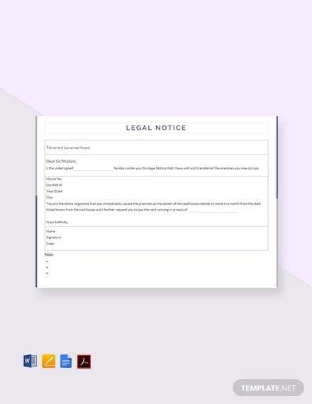 Free 15+ Legal Notice Templates in MS Word | Pages | Google Docs | PDF