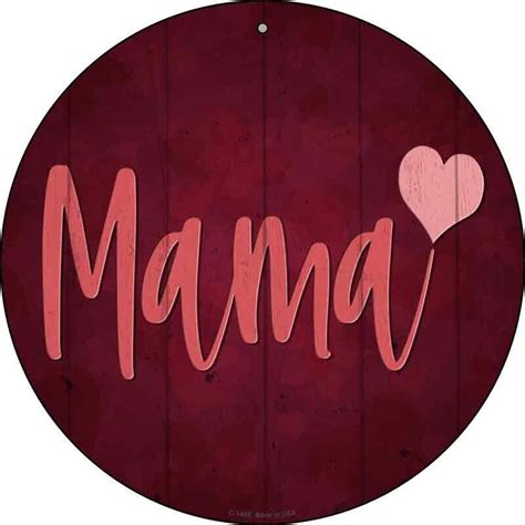 Mama Heart Novelty Round Circular Metal Sign 12 Home Garage Wall Decor