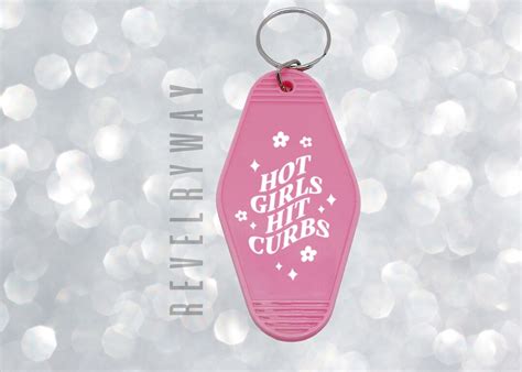 Hot Girls Hit Curbs Motel Keychain Pink Accessory Retro Etsy