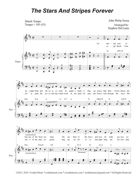 The Stars And Stripes Forever Vocal Solo High Key Arr Stephen