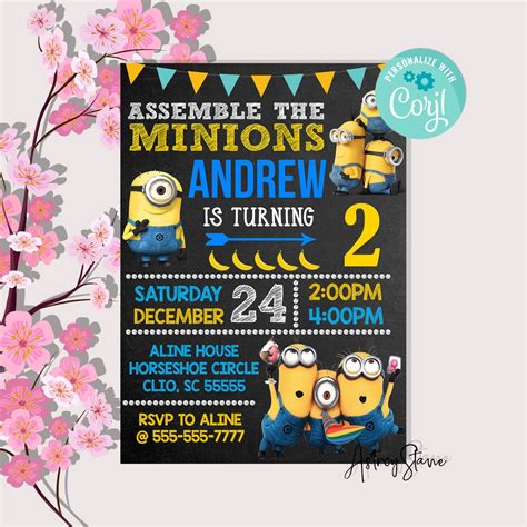 Minions Birthday Invitationminions Invitationminions - Etsy