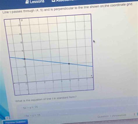 Solved Lessons ~ Li 4 5 And Is Perpendicular To The Line Shown On The Coordinate Grid What