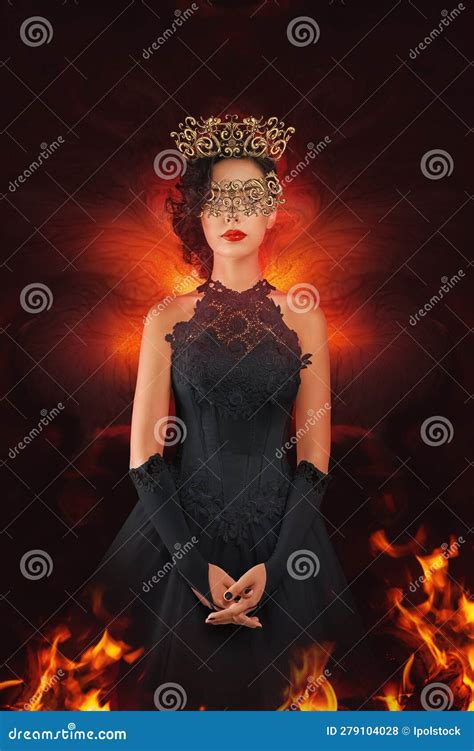 Beautiful Woman Surrounded By Fire Flame Stock Photo Image Of Horror