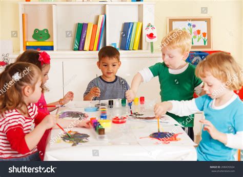 Preschoolers Classroom Working Together Stock Photo 208435924 ...