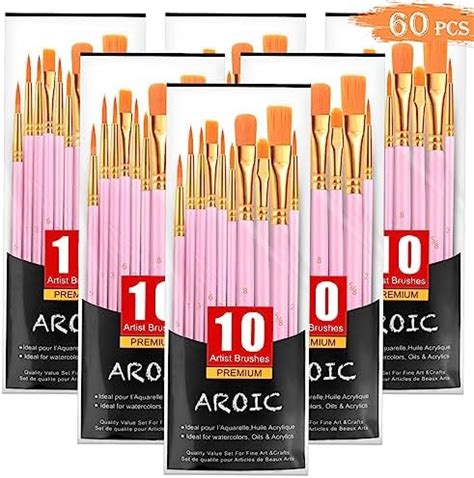 Amazon Acrylic Paint Brush Set 6 Packs 72 PCS Nylon Hair