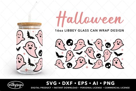 Halloween Ghost Libbey Glass Wrap Svg Graphic By Artbysugu · Creative Fabrica