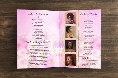 Pink Funeral Program Template 8 Page Canva Funeral Template Etsy