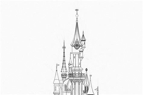 Disneyland Paris's Iconic Castle Architectural Drawing Fan Art Sleeping ...