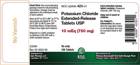 Potassium Chloride: Package Insert - Drugs.com