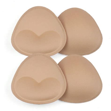 Small Bra Booster Pad Inserts 2 Pairs Skin Color Swimsuit Cup Pads Sewn Sports Bra Pad Inserts