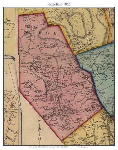 Ridgefield 1856 Old Town Map With Homeowner Names Connecticut Reprint Fairfield Co Ct Tm Etsy