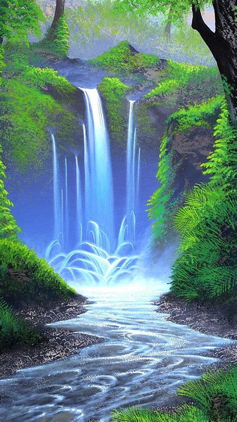 Scenery Drawing Waterfall Artwork Nature HD Phone Wallpaper Peakpx