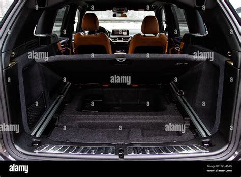 Huge Clean And Empty Car Trunk In Interior Of Compact Suv Rear View