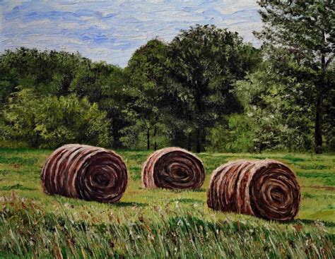 Fine Art Print of Original Oil Painting of Hay Bales - Etsy