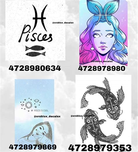 Roblox Decals Bloxburg Decal Codes Roblox Pisces Girl