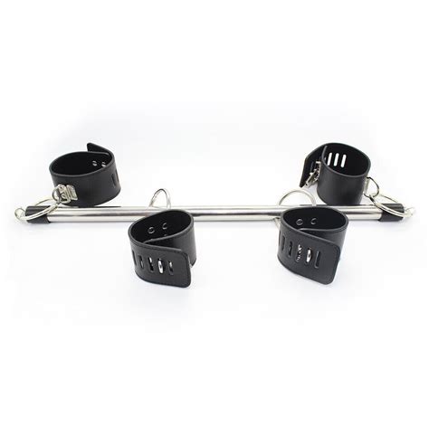 Stainless Steel Open Leg Spreader Bar Dildo Anal Plug Bondage Rack Cuff