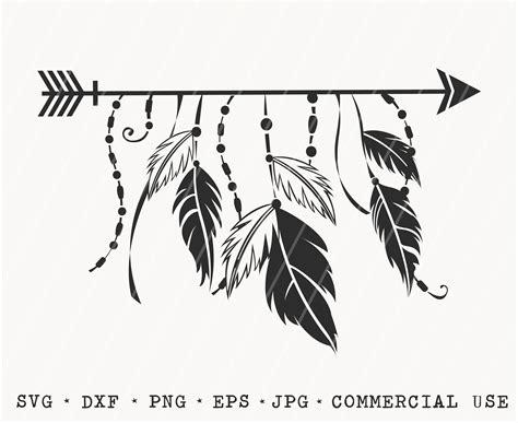 Boho Feathers Svg Arrow Svg Bohemian Nature Svg Cricut Etsy