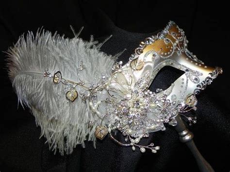 Silver Feather Masquerade Mask With Gold Accents Made To Order