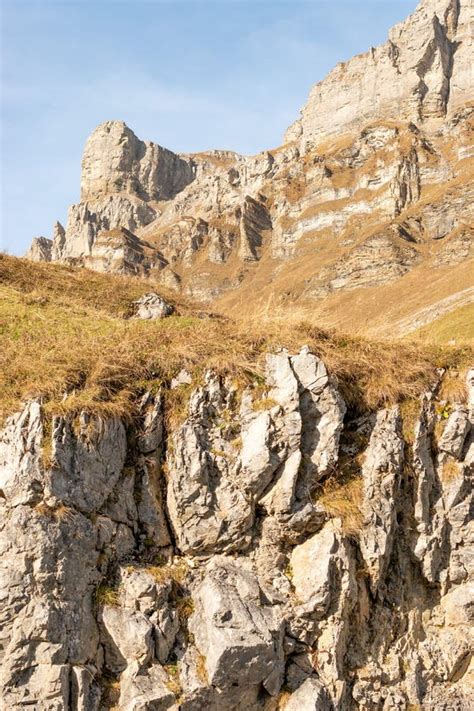 Dramatic Swiss Mountain Panorama At The Klausenpass Region In