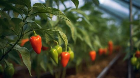 Premium Photo Red Pepper Growing In A Greenhouse