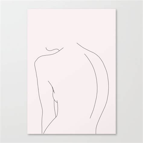 Woman S Nude Back Line Drawing Illustration Alex Natural Canvas Print